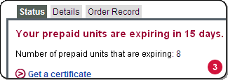 Prepaid units expiration warning