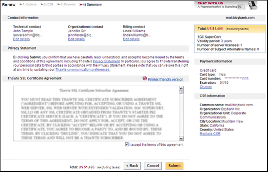 Renewing your SSL Certificate